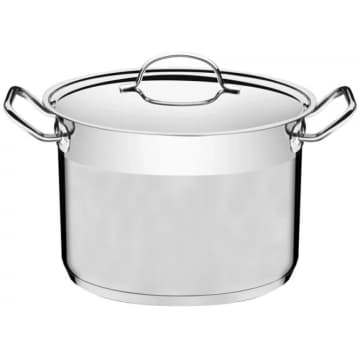 Caldeirão Tramontina Professional em Aço Inox Fundo Triplo com Tampa Plana Detalhe Satinado 20 cm 4,6 L — Tramontina