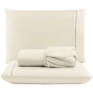 Jogo Cama Lençol Unique Queen Micro Percal 400 Fios Ponto Palito 3 Peças - Palha — Casa Scarpa