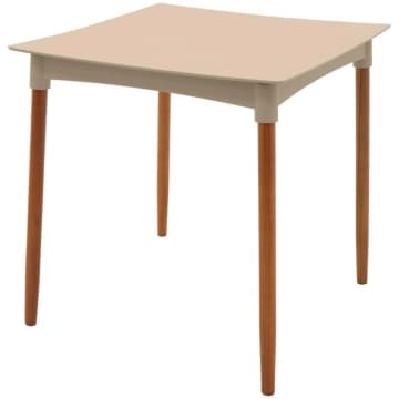 Mesa Diana Areia Tramontina 70cm em Polipropileno com Pernas de Madeira — Tramontina
