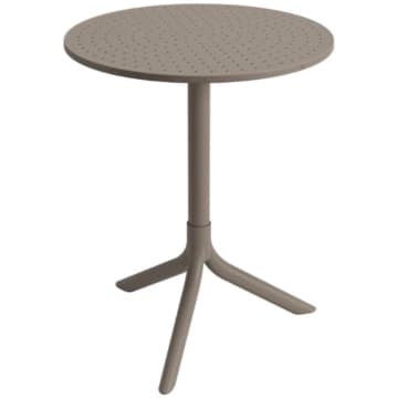 Mesa Redonda Livy Aurah 60x74,5cm Taupe em Polipropileno Plaxmetal — Plaxmetal