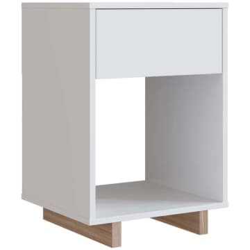 Mesa de cabeceira e lateral com 1 gaveta Nomad Nova Móbile Branco Montana — Emovell