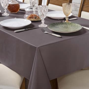 Toalha De Mesa PVC 1,40m x 1,40m Para Mesa 4 Lugares Lisa Térmica Impermeável Fácil de Limpar Marrom — Casa Scarpa
