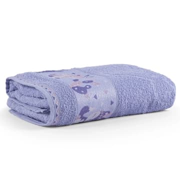 Toalha de Banho Avulsa Minimi Infantil 100% Algodão - 1,15m x 75cm - Foxy Raposa - Lilás — Casa Scarpa