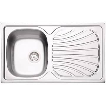 Cuba de Sobrepor Tramontina Alpha 34 R em Aço Inox Pré Polido 86 x 50 cm Perfecta com Válvula — Tramontina