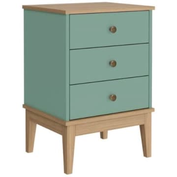 Mesa de Cabeceira Colonial com 3 Gavetas MDP Mel Oliva MB 1021 Movelbento — Movelbento