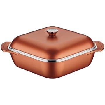 Caçarola Tramontina Quadrada Lyon em Alumínio Starflon 28 cm 5,5 L Dourado — Tramontina