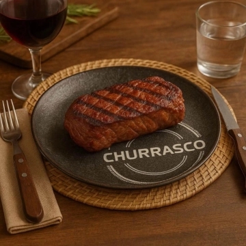 Jogo 6 Pratos para Churrasco Porcelana 25cm Carbon Mesa Posta Temática Tramontina — Tramontina