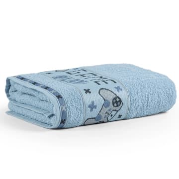 Toalha de Banho Avulsa Minimi Infantil 100% Algodão - 1,15m x 75cm - Game - Azul — Casa Scarpa
