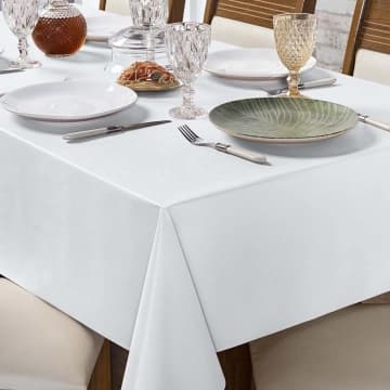 Toalha De Mesa PVC 1,40m x 1,40m Para Mesa 4 Lugares Lisa Térmica Impermeável Fácil de Limpar Branco — Casa Scarpa