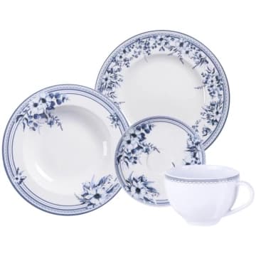 Aparelho de Jantar 16 Peças Azzura Porcelana Tramontina Azul Mesa Posta 4 Pessoas — Tramontina