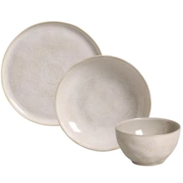 Conjunto de Jantar 12 Peças Bio Latte Prato Raso Fundo Bowl Off White Mesa Posta Porto Brasil — Porto Brasil