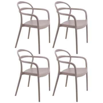 Conjutno 4 Cadeiras Plásticas Camurça com Braços Tramontina — Tramontina