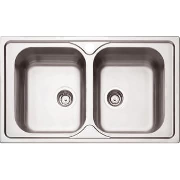Cuba de Sobrepor Tramontina Marea 2C 34 em Aço Inox Acetinado e Válvula 86 x 50 cm com 2 Cubas — Tramontina