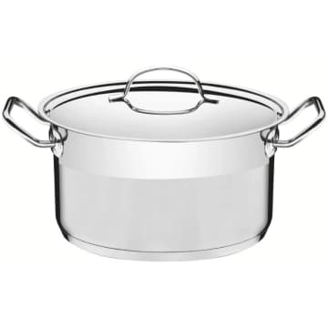 Caçarola Funda Tramontina Professional Aço Inox 6,1L com Tampa Plana e Fundo Triplo 24cm — Tramontina