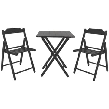 Conjunto de Mesa e Cadeiras Dobráveis Tramontina Beer em Madeira Teca Castanho Escuro 3 Peças — Tramontina