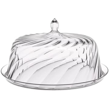 Porta Bolo Torta 25cm Transparente Glassy com Cúpula Crippa Boleira Doces Petiscos — Crippa
