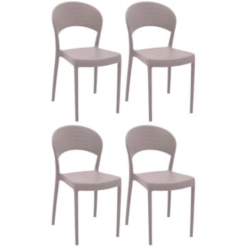 Jogo 4 Cadeiras Plástica Tramontina Camurça Cozinha Elegante Summa Sissi Eco — Tramontina