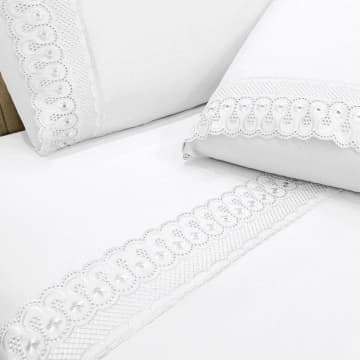 Jogo de Cama Lençol Casal D Mais 4 Peças - Branco - 100% Poliéster — Casa Show Enxovais
