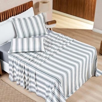 Jogo Cama Lençol Estilo Casal 100% Algodão 4 Peças - Cinza - 100% Algodão — Casa Show Enxovais