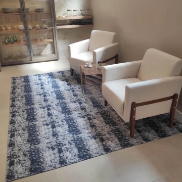 Tapete Azul Mesclado Antiderrapante Algodão Jacquard 200x250cm Mesa De Jantar — Branyl