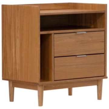 Mesa de Cabeceira Marrom Claro 63cm 2 Gavetas em Madeira Marin — Marin Brasil