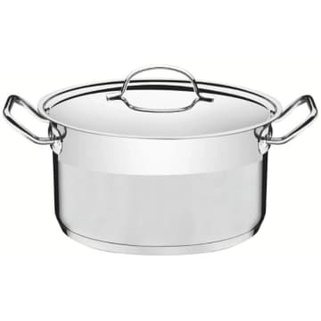Caçarola Funda Tramontina Professional Aço Inox 1,8L com Tampa Plana e Fundo Triplo 16cm — Tramontina