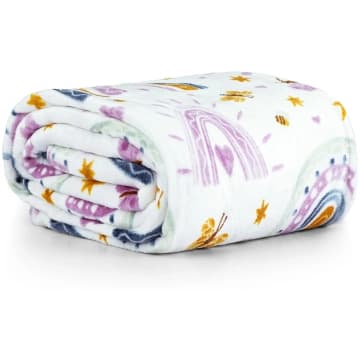 Manta Cobertor Lutti Solteiro Infantil 220g/m² 2,20x1,50m Fofinha Não Desbota Arco Íris Rainbow Rosa — Casa Scarpa