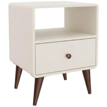 Mesa de Cabeceira 1 Gaveta Curve Off White 45x40x58cm Movelbento — Movelbento