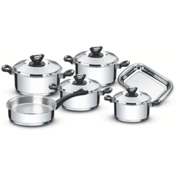 Jogo de Panelas Tramontina Solar Baquelite em Aço Inox Fundo Triplo 6 Peças — Tramontina