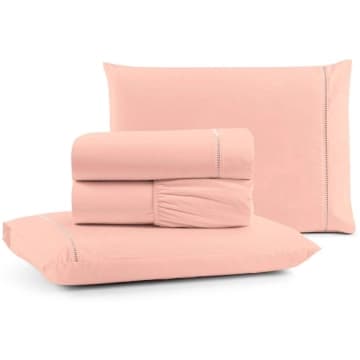 Jogo de Lençol Queen Mirante 100% Algodão 4 Peças - Rosa — Casa Show Enxovais