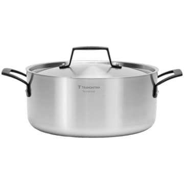 Caçarola Rasa Tramontina Grano Black Aço Inox 24cm 4,7L — Tramontina