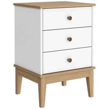 Mesa de Cabeceira Colonial com 3 Gavetas MDP Mel Branco MB 1021 Movelbento — Movelbento