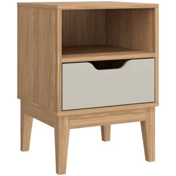 Mesa de Cabeceira com 1 Nicho e 1 Gaveta MDP Mel Off White 40x38x57cm MB 1095 Movelbento — Movelbento