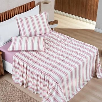 Jogo Cama Lençol Estilo Casal 100% Algodão 4 Peças - Rosa - 100% Algodão — Casa Show Enxovais