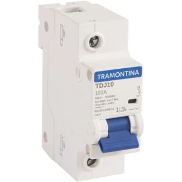 Minidisjuntor TDJ10kA 1 P 100 A curva C Tramontina — Tramontina