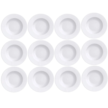 Kit 12 Pratos Rasos de Porcelana Branca 28cm Maria Augusta Jogo de Jantar Tramontina — Tramontina