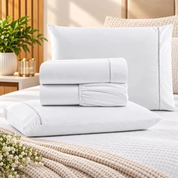 Jogo de Cama Lençol Casal Pluma Percal 180 Fios 4 Peças 100% Algodão - Branco — Casa Show Enxovais