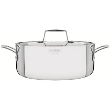 Caçarola Rasa Tramontina Grano em Aço Inox 24cm 4,7L Indução — Tramontina
