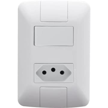 Conjunto 4x2 com 1 Interruptor Simples 6 A 250 V e 1 Tomada — Tramontina