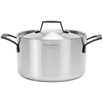 Caçarola Funda Tramontina Grano Black em Aço Inox 20cm 3,8L — Tramontina