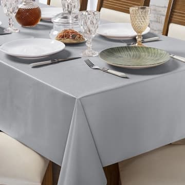 Toalha De Mesa PVC 2,00m x 1,40m Para Mesa 6 Lugares Lisa Térmica Impermeável Fácil de Limpar Cinza — Casa Scarpa