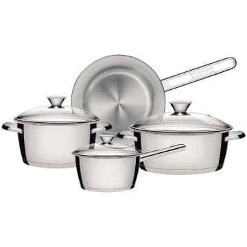 Jogo de Panelas Tramontina Allegra Aço Inox Fundo Triplo 4 Peças — Tramontina