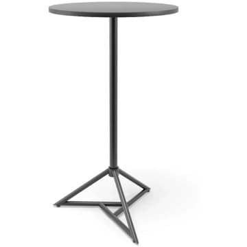 Mesa Bistrô Dot Redonda Alta Preta 60x106cm em Aço e Madeira Plaxmetal — Plaxmetal