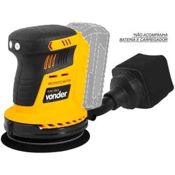 Lixadeira roto-orbital bateria intercambiável de 18 V sem bateria e sem carregador ILOV 1813 VONDER — Vonder