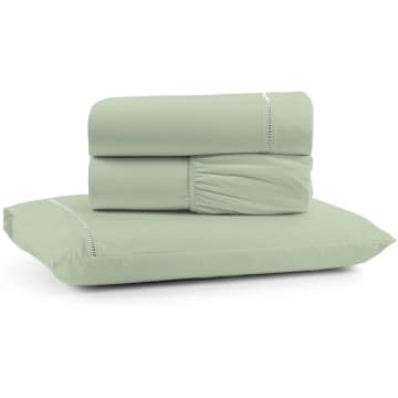 Jogo Cama Lençol Bali Solteiro Percal 180 Fios 100% Algodão Ponto Palito 3 Peças - Verde — Casa Scarpa