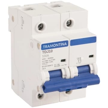 Minidisjuntor TDJ10kA 2 P 100 A curva C Tramontina — Tramontina
