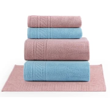 Jogo de Banho Lummi Toalhas Macias 100% Algodão Fio Penteado 5 Peças Rosa e Azul — Casa Scarpa