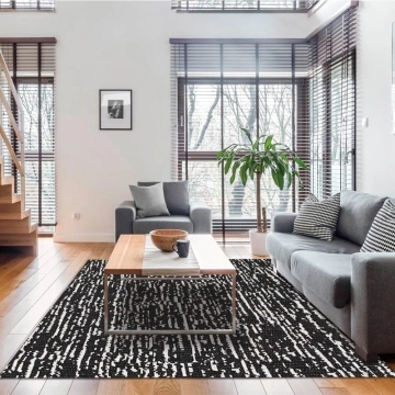 Tapete Poliéster Antiderrapante 200x250cm para Sala Preto Mesclado Jacquard Branyl — Branyl