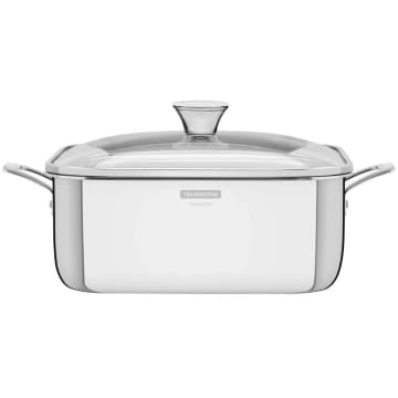 Caçarola Tramontina Grano Quadrada em Aço Inox com Alças e Tampa de Vidro 7,3 Litros — Tramontina