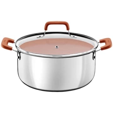 Caçarola Tramontina Romagna Aço Inox Cerâmico Marfim 24 cm 5,24 L — Tramontina